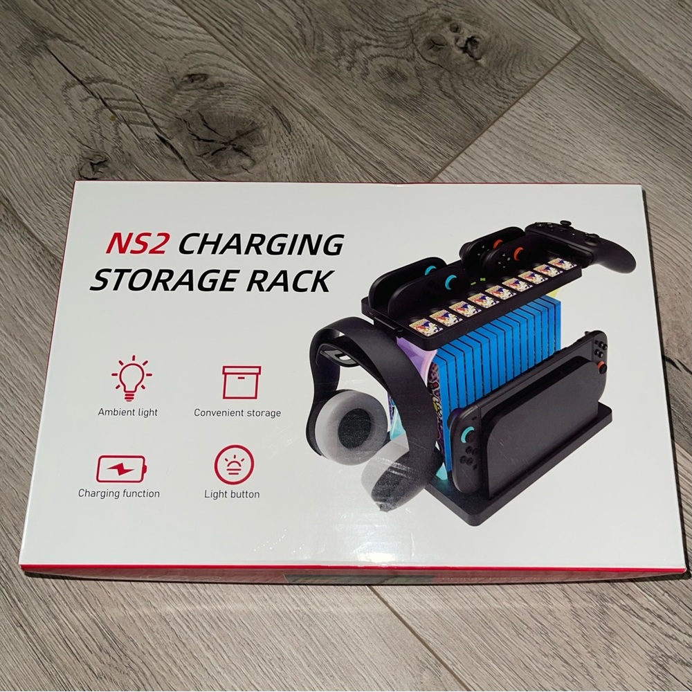 NS2 Charging Storage Rack - Black with Blue Accents